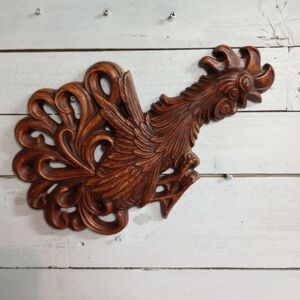 Vintage Ceramic Rooster Wall Mount Decor MCM Kitschy Kitsch Farmhouse Cottage.